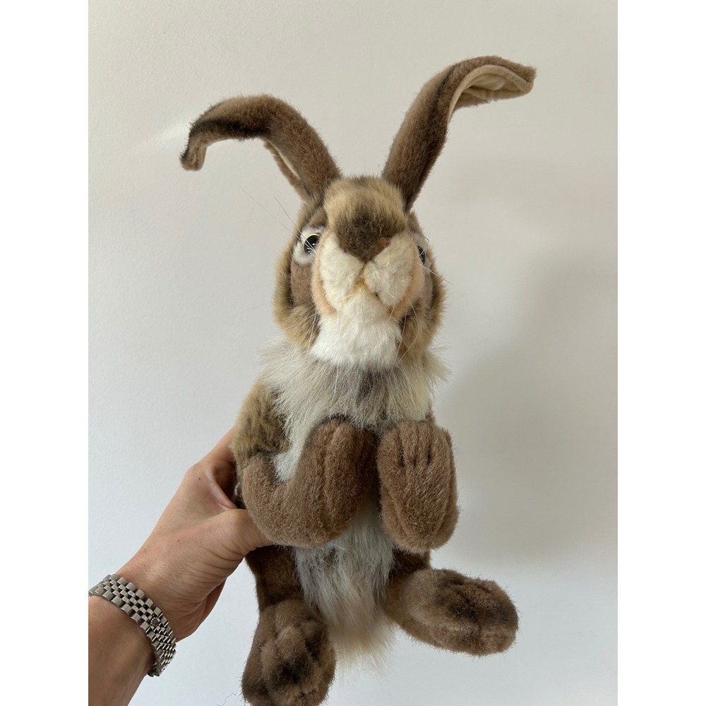 Vtg. Hansa Rabbit Bunny‎ Plush Toy Realistic Brown White Tail Thomas Boland